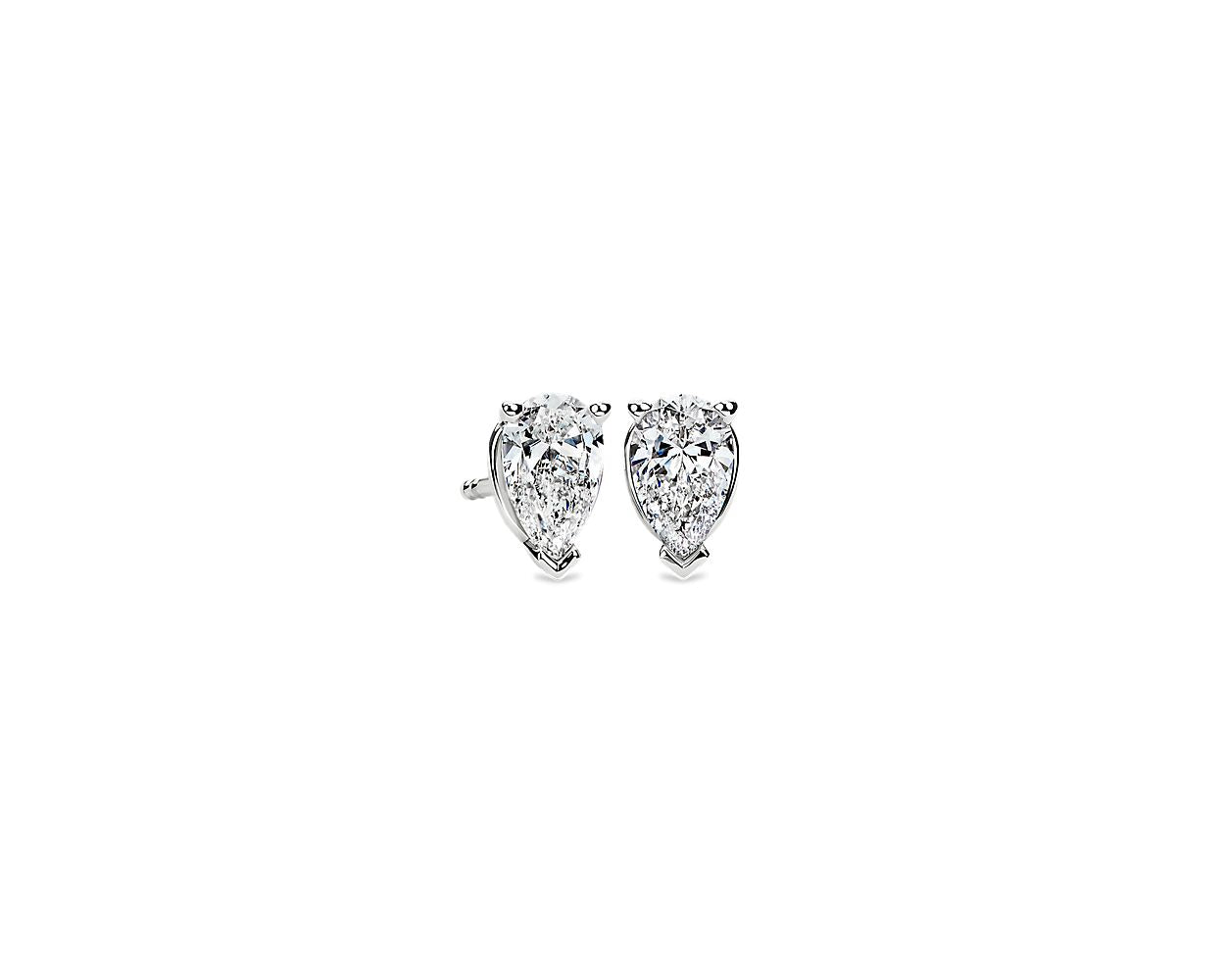 Lab Grown Diamond Pear Cut Stud Earrings -  14k White Gold - 1 Ct. Tw. - E-0032WG14DPCS