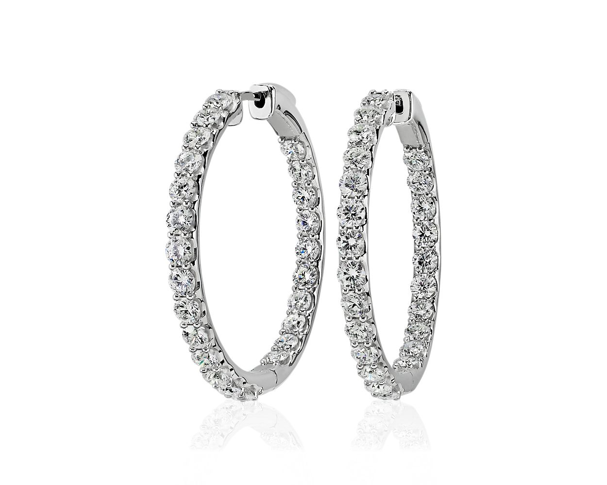 Lab Grown Diamond Eternity Hoop Earrings - 14k White Gold - 7 Ct. Tw. - E-0025WG14DEH