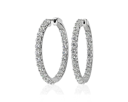 Lab Grown Diamond Eternity Hoop Earrings - 14k White Gold - 7 Ct. Tw. - E-0025WG14DEH