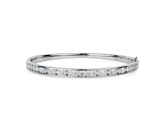 Lab Grown Diamond Channel-Set Bangle Bracelet - 14k White Gold - 3 Ct. Tw. - B-0048WG14 LDCB