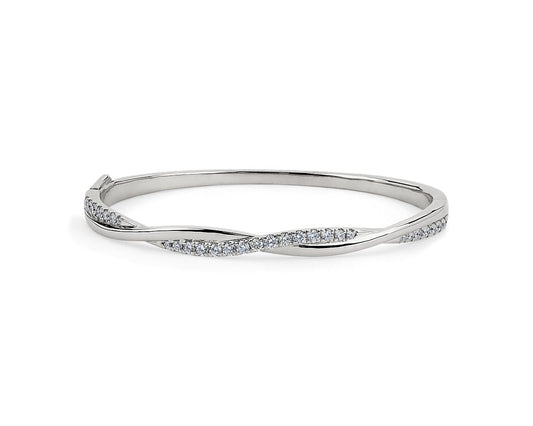 Twisting Diamond Bangle Bracelet - 14k White Gold - 1 Ct. Tw. - B-0040WG14 TDB