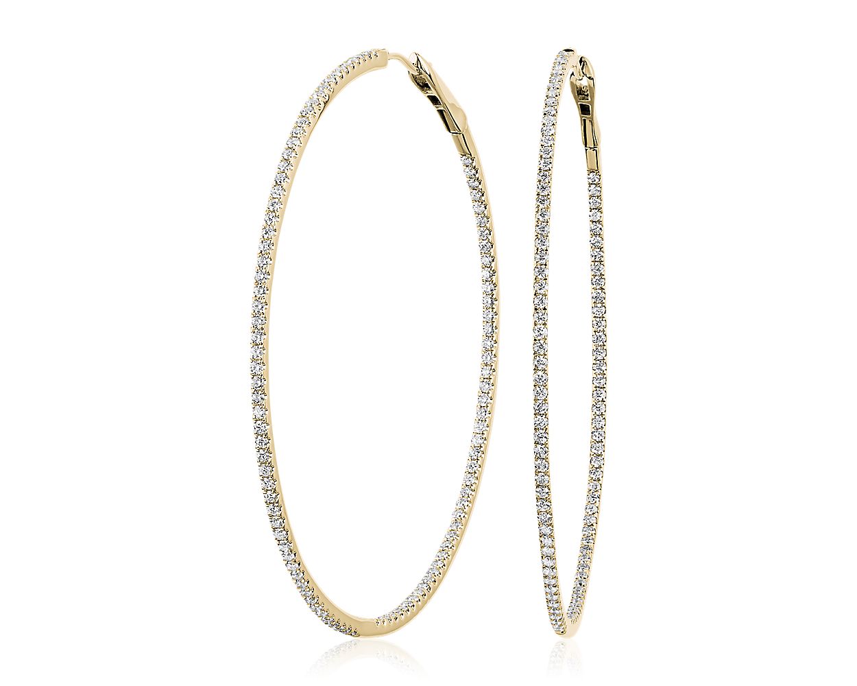 Dazzling Diamond Eternity Hoop Earrings - 14k Yellow Gold - 2 Ct. Tw. - E-0021YG14DDEH