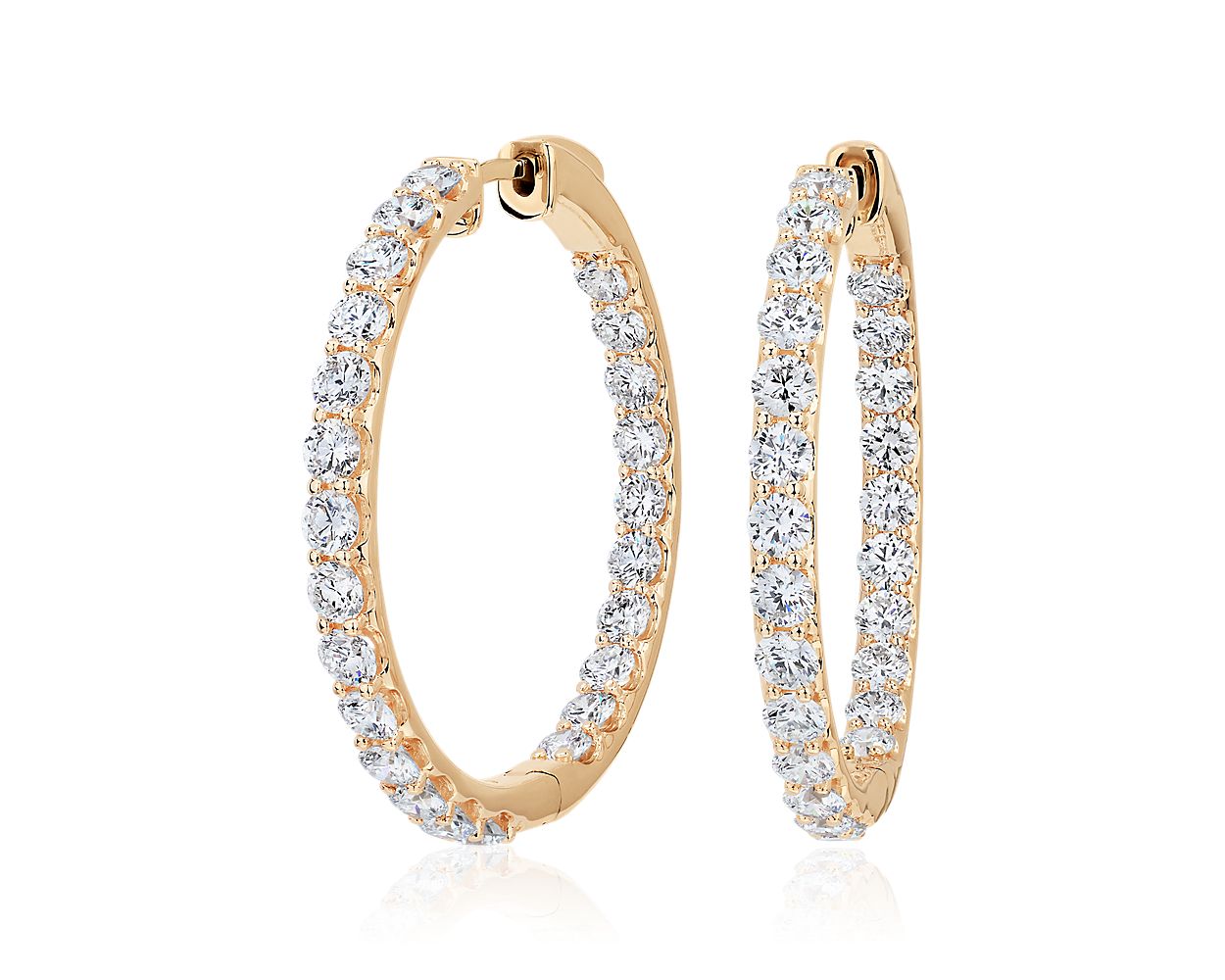 Lab Grown Diamond Eternity Hoop Earrings - 14k Yellow Gold - 5 Ct. Tw. - E-0023YG14DEH