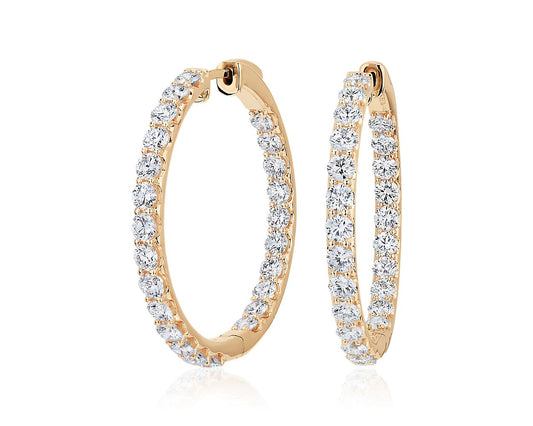 Lab Grown Diamond Eternity Hoop Earrings - 14k Yellow Gold - 5 Ct. Tw. - E-0023YG14DEH