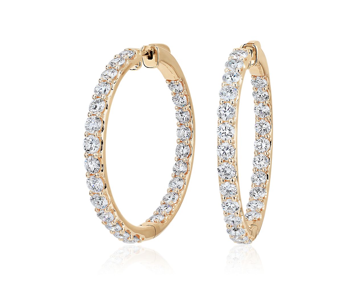 Lab Grown Diamond Eternity Hoop Earrings - 14k Yellow Gold - 7 Ct. Tw. - E-0022YG14DEH