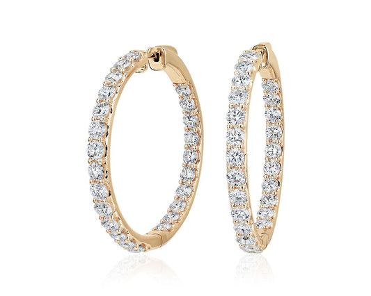 Lab Grown Diamond Eternity Hoop Earrings - 14k Yellow Gold - 7 Ct. Tw. - E-0022YG14DEH