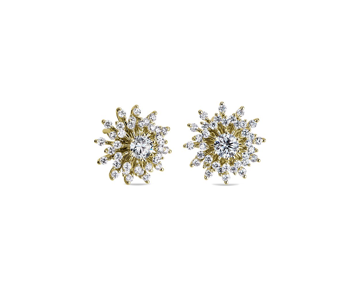 Sunburst Diamond Stud Earrings - 14k Yellow Gold - 1 Ct. Tw. - E-0034YG14SDS
