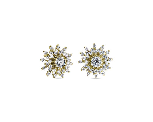 Sunburst Diamond Stud Earrings - 14k Yellow Gold - 1 Ct. Tw. - E-0034YG14SDS