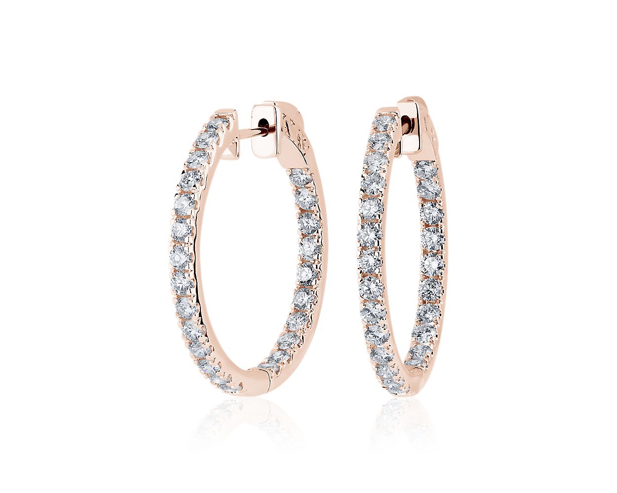 The Perfect Diamond Hoops Earrings - 14k Rose Gold - 2 Ct. Tw. - E-0027RG14PDH