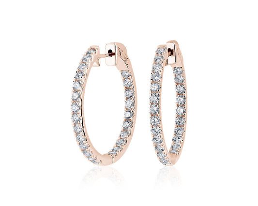 The Perfect Diamond Hoops Earrings - 14k Rose Gold - 2 Ct. Tw. - E-0027RG14PDH