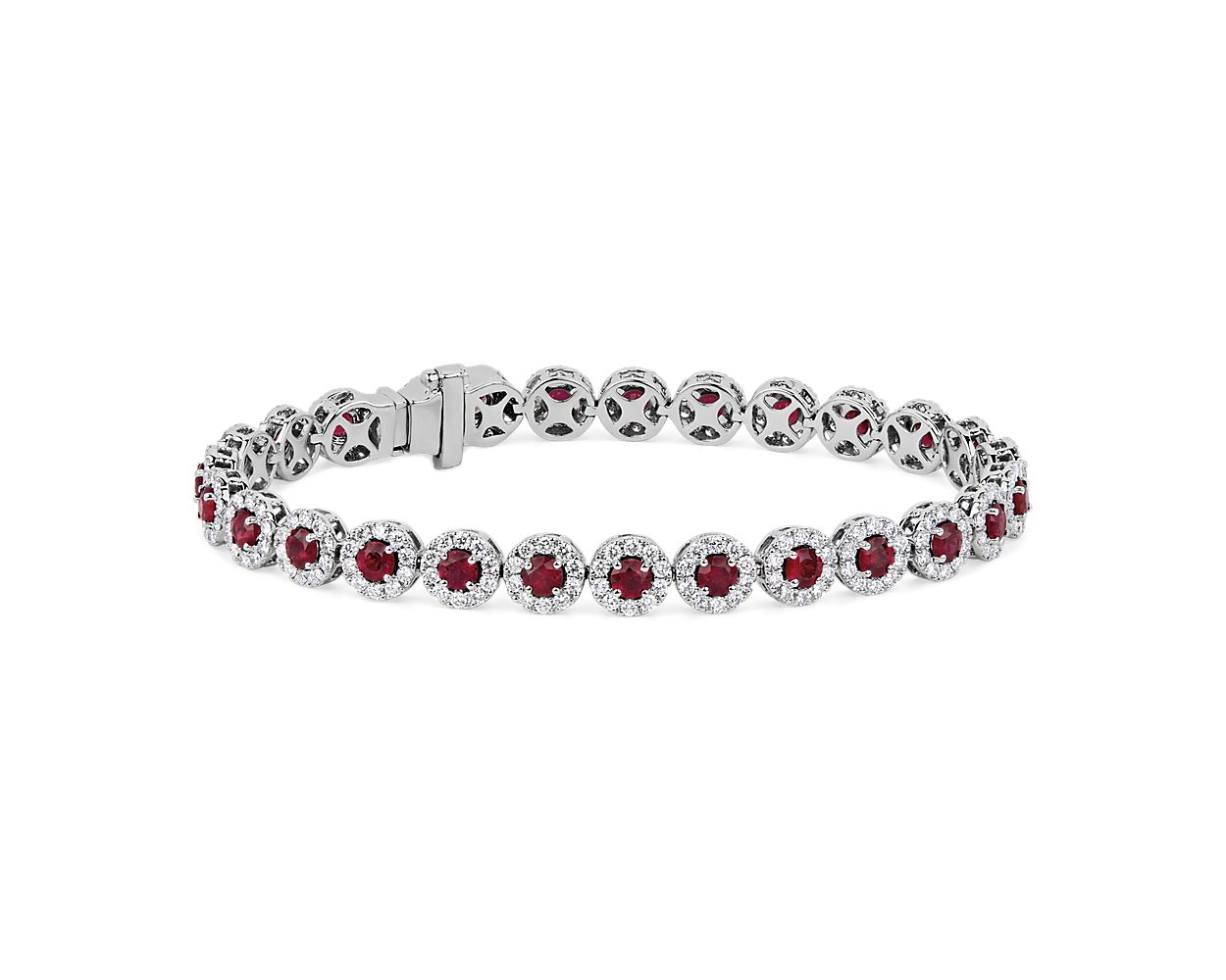 Ruby And Diamond Halo Bracelet - 14k White Gold - 2 4/5 Ct. Tw. - B-0061WG14 RWH