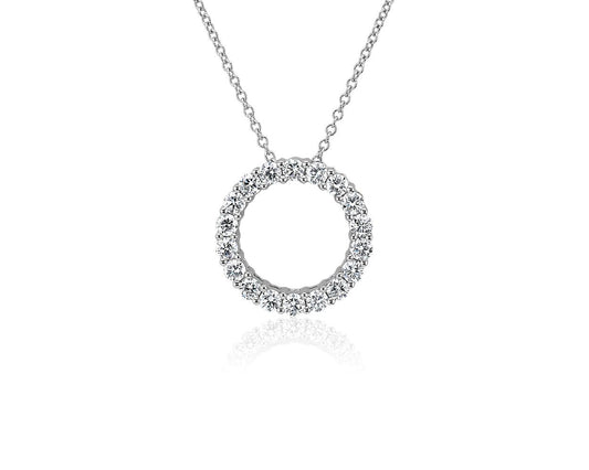 Lab Grown Diamond Circle Pendant - 14k White Gold - 1 Ct. Tw. - N-0011WG14DCP