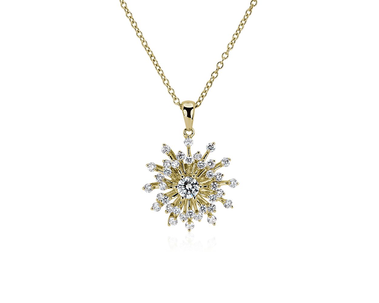 Sunburst Diamond Pendant Necklace - 14k Yellow Gold - 3/4 Ct. Tw. - N-0013YG14DP