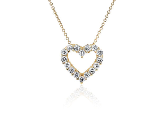 Lab Grown Diamond Heart Pendant Necklace - 14k Yellow Gold - 1 Ct. Tw. - N-0006YG14D