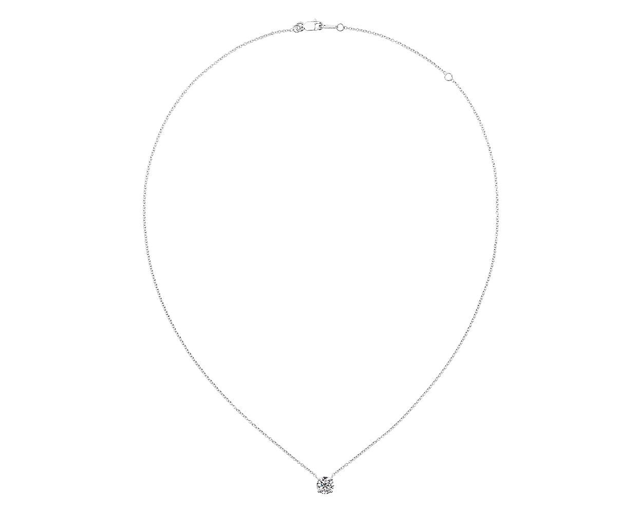 Lab Grown Floating Solitaire Diamond Pendant Necklace - 14k White Gold - 1 Ct. Tw. - N-0004WG14D