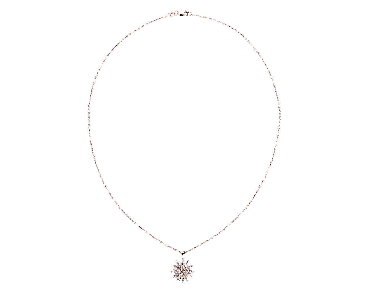 Sunburst Diamond Pendant Necklace - 14k Rose Gold - 3/4 Ct. Tw. - N-0012RG14DP