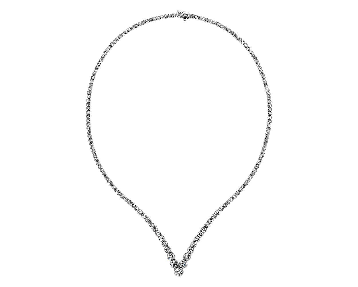 Chevron Eternity Diamond Necklace - 14k White Gold - 10 Ct. Tw. - N-0003WG14D
