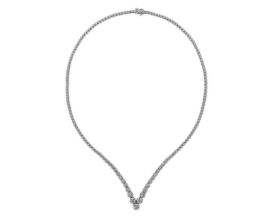Chevron Eternity Diamond Necklace - 14k White Gold - 10 Ct. Tw. - N-0003WG14D
