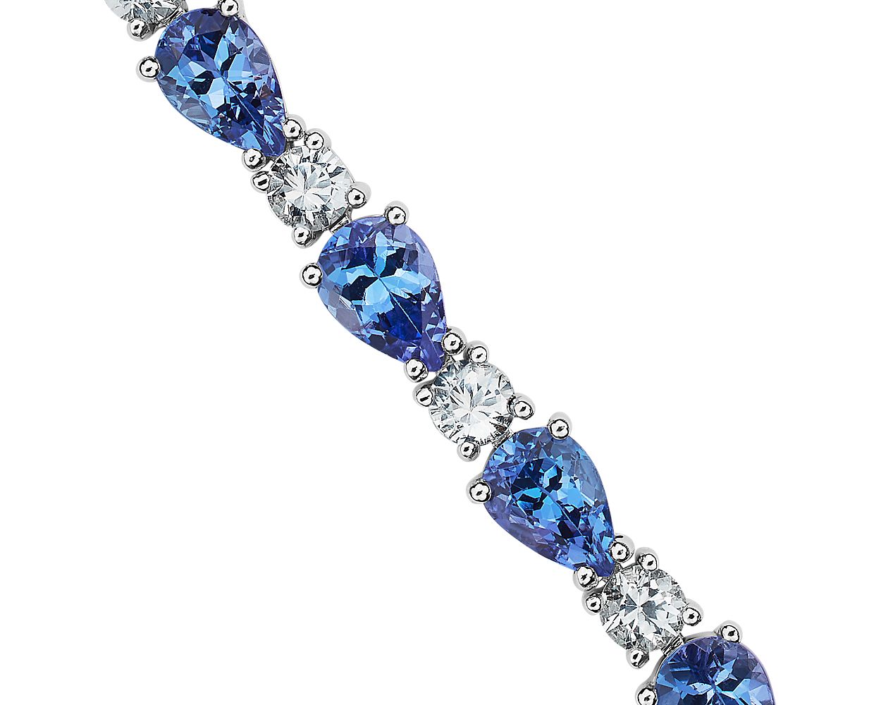 Tanzanite And White Sapphire Bracelet - 14k White Gold - B-0058WG14 TWS