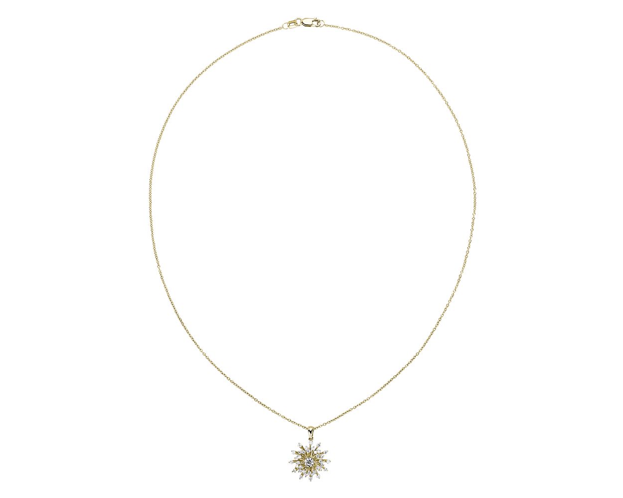 Sunburst Diamond Pendant Necklace - 14k Yellow Gold - 3/4 Ct. Tw. - N-0013YG14DP