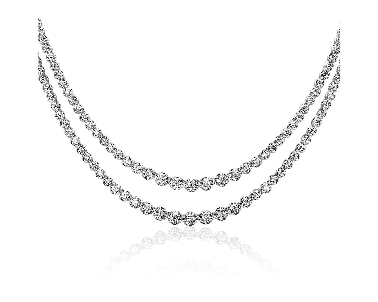 Double Row Diamond Necklace - 14k White Gold - 5 1/4 Ct. Tw. - N-0016WG14DRD