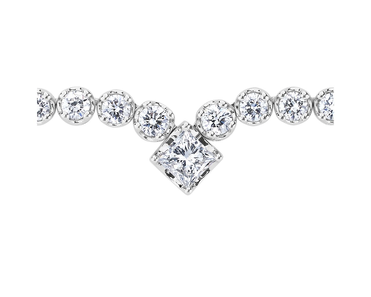 Diamond Eternity Necklace - 14k White Gold - Princess Center - 5 Ct. Tw. - N-0001WG14D