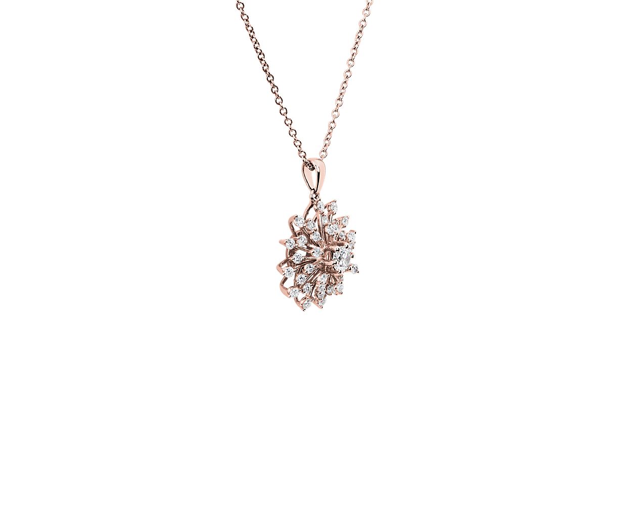 Sunburst Diamond Pendant Necklace - 14k Rose Gold - 3/4 Ct. Tw. - N-0012RG14DP