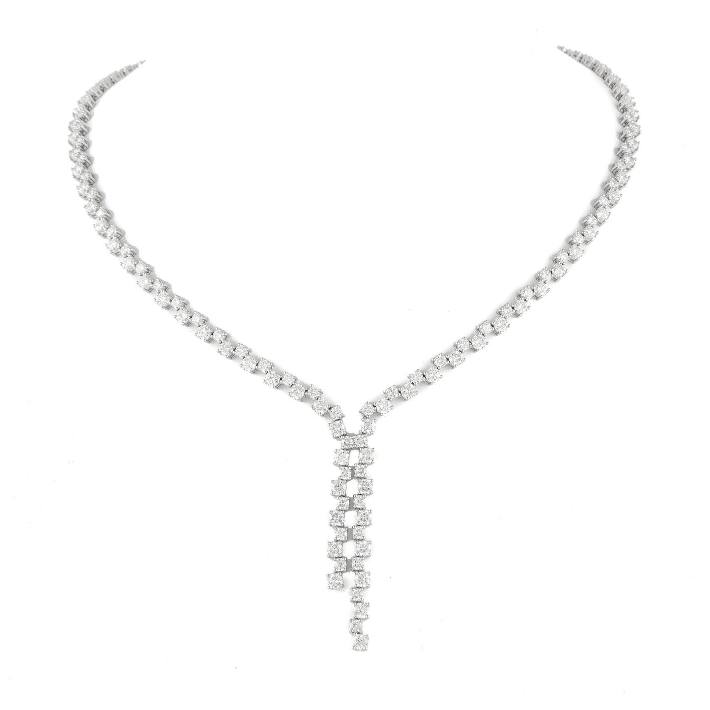 Diamond Lariat Necklace - 18k White Gold - 13 1/5 Ct. Tw. - N-0055WG18 DL