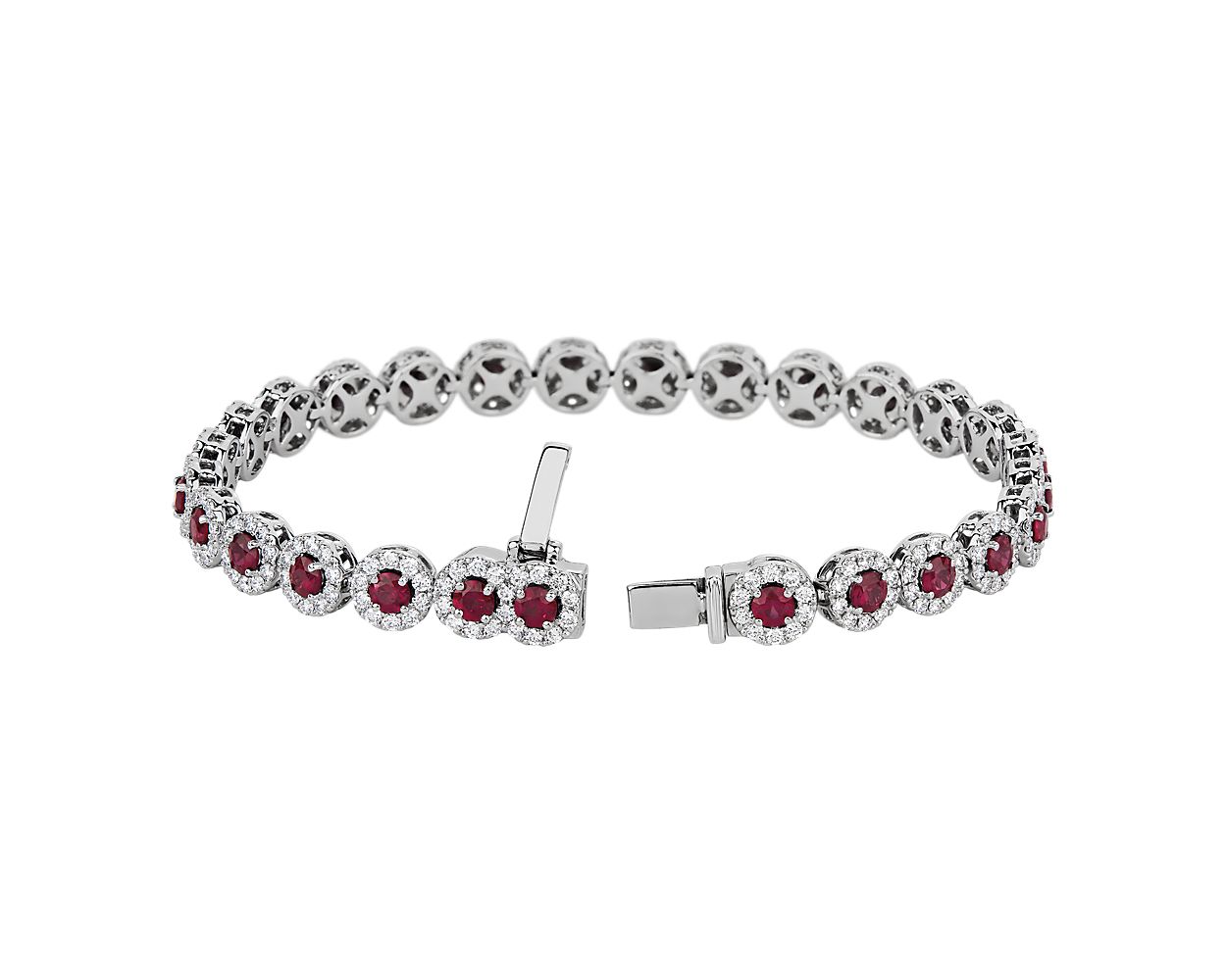 Ruby And Diamond Halo Bracelet - 14k White Gold - 2 4/5 Ct. Tw. - B-0061WG14 RWH