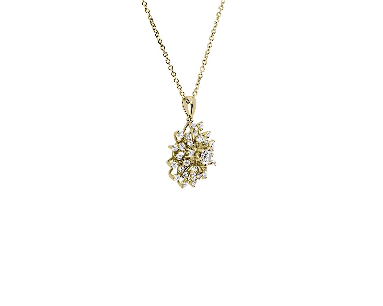 Sunburst Diamond Pendant Necklace - 14k Yellow Gold - 3/4 Ct. Tw. - N-0013YG14DP