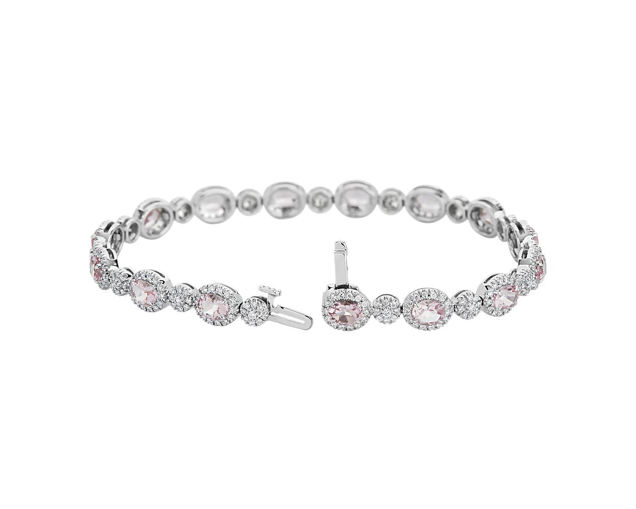 Morganite And Diamond Bracelet - 18k White Gold - 1.43 Ct. Tw. - B-0063WG18 MD