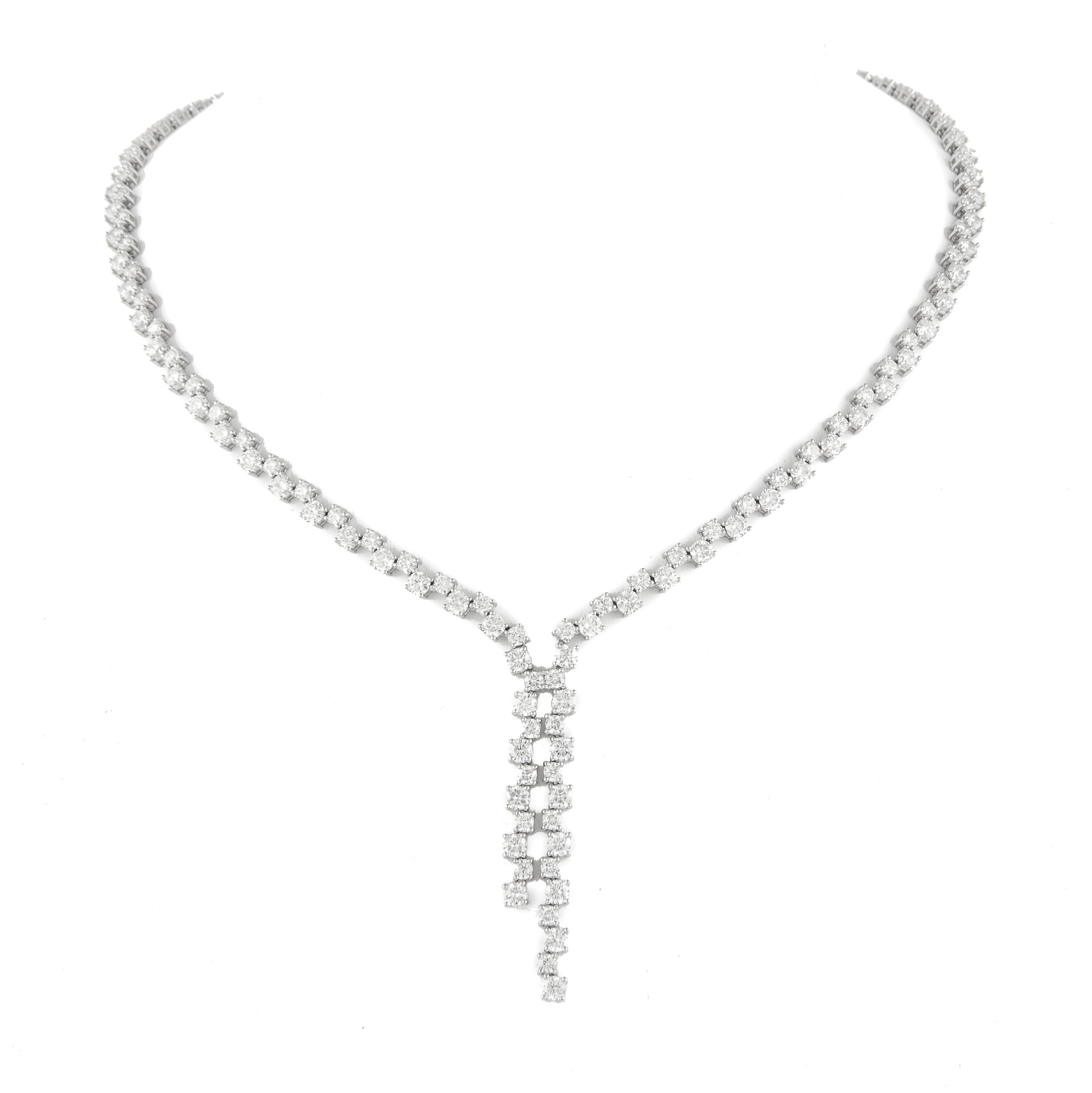 Diamond Lariat Necklace - 18k White Gold - 13 1/5 Ct. Tw. - N-0055WG18 DL