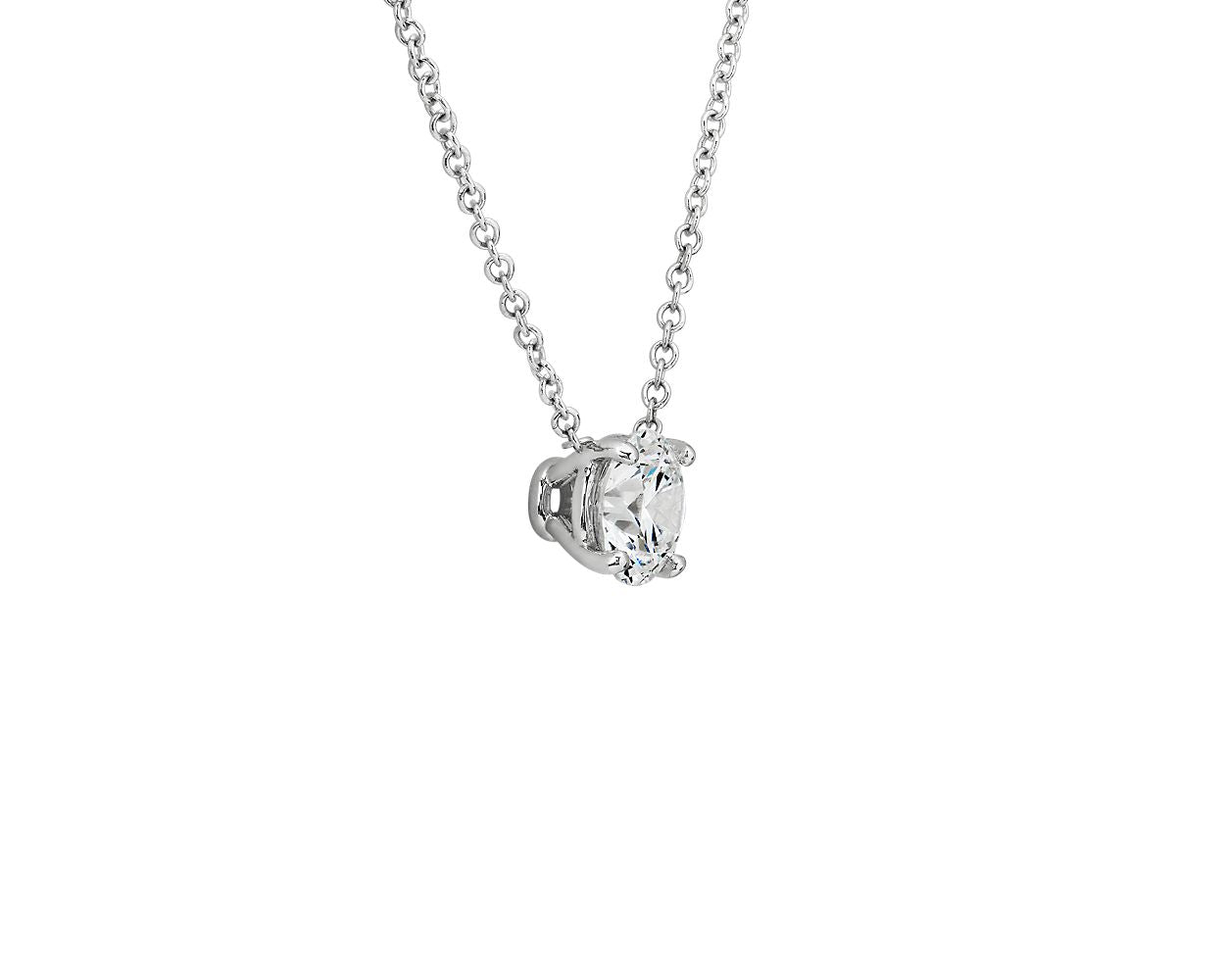 Lab Grown Floating Solitaire Diamond Pendant Necklace - 14k White Gold - 1 Ct. Tw. - N-0004WG14D