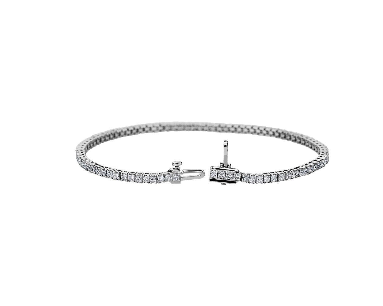 Lab Grown Diamond Princess-Cut Tennis Bracelet - 14k White Gold - 3 Ct. Tw. - B-0071WG14 DPCT