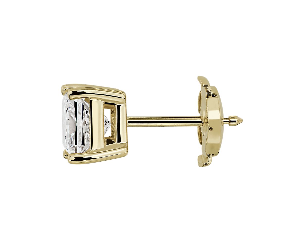 Lab Grown Diamond Princess Cut Stud Earrings -  14k Yellow Gold - 2 Ct. Tw. - E-0033YG14DPCS