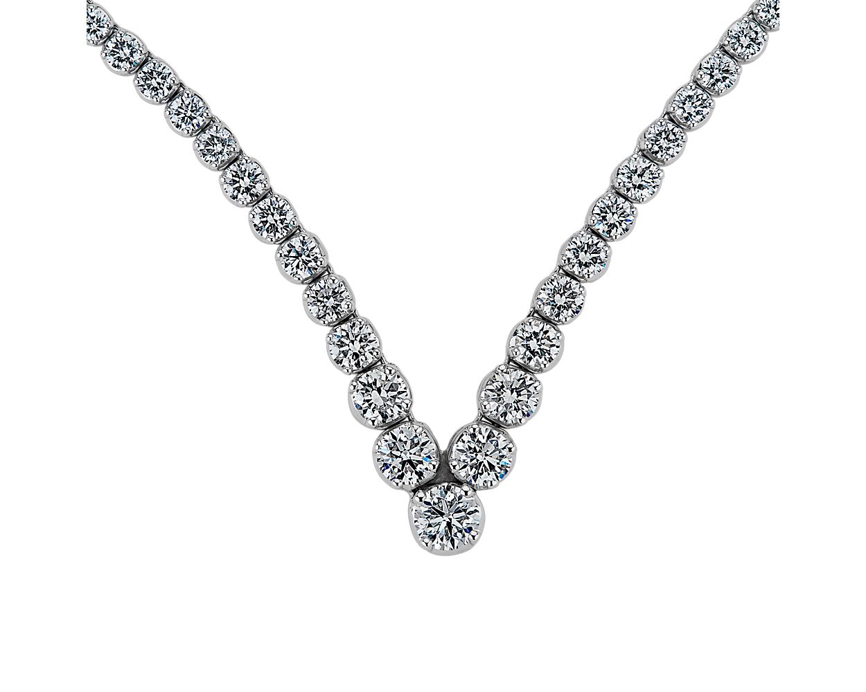 Chevron Eternity Diamond Necklace - 14k White Gold - 10 Ct. Tw. - N-0003WG14D