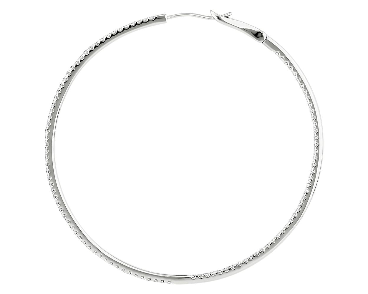 Dazzling Diamond Eternity Hoop Earrings -  14k White Gold - 2 Ct. Tw. - E-0020WG14DDEH