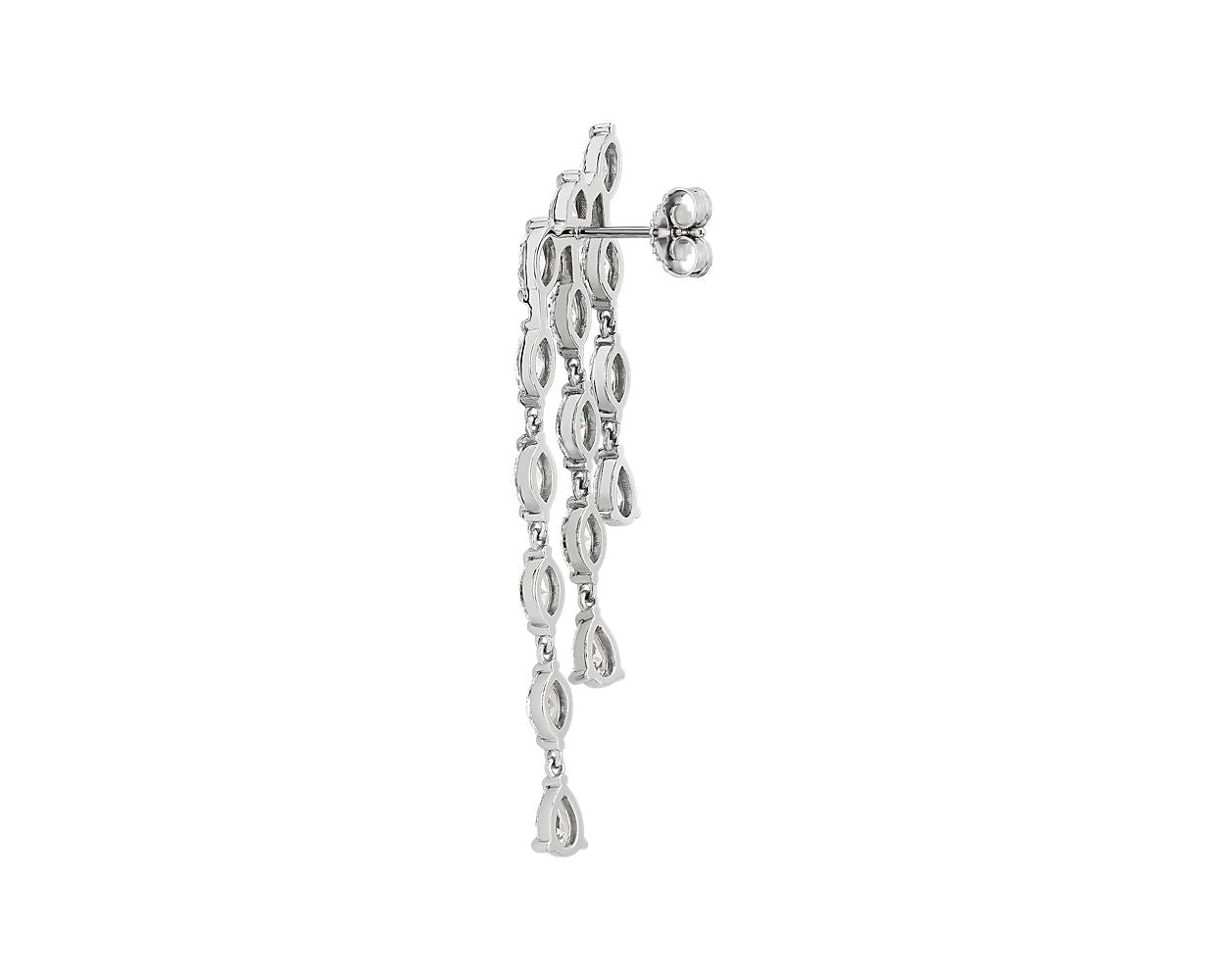 Diamond Trio Drop Earrings -  18k White Gold - 4 Ct. Tw. - E-0029WG18DTD