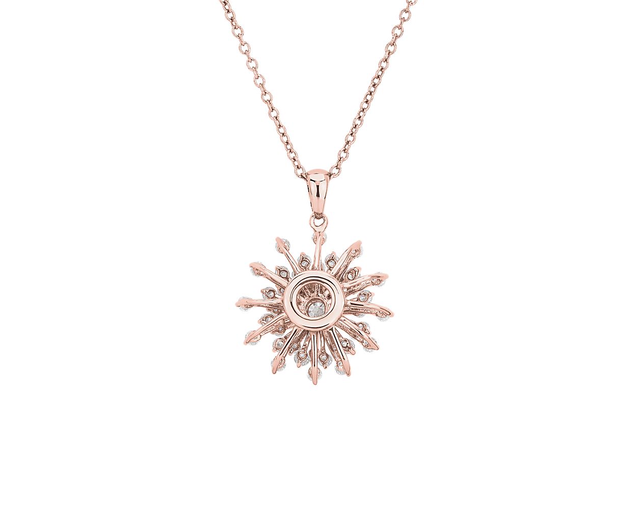 Sunburst Diamond Pendant Necklace - 14k Rose Gold - 3/4 Ct. Tw. - N-0012RG14DP