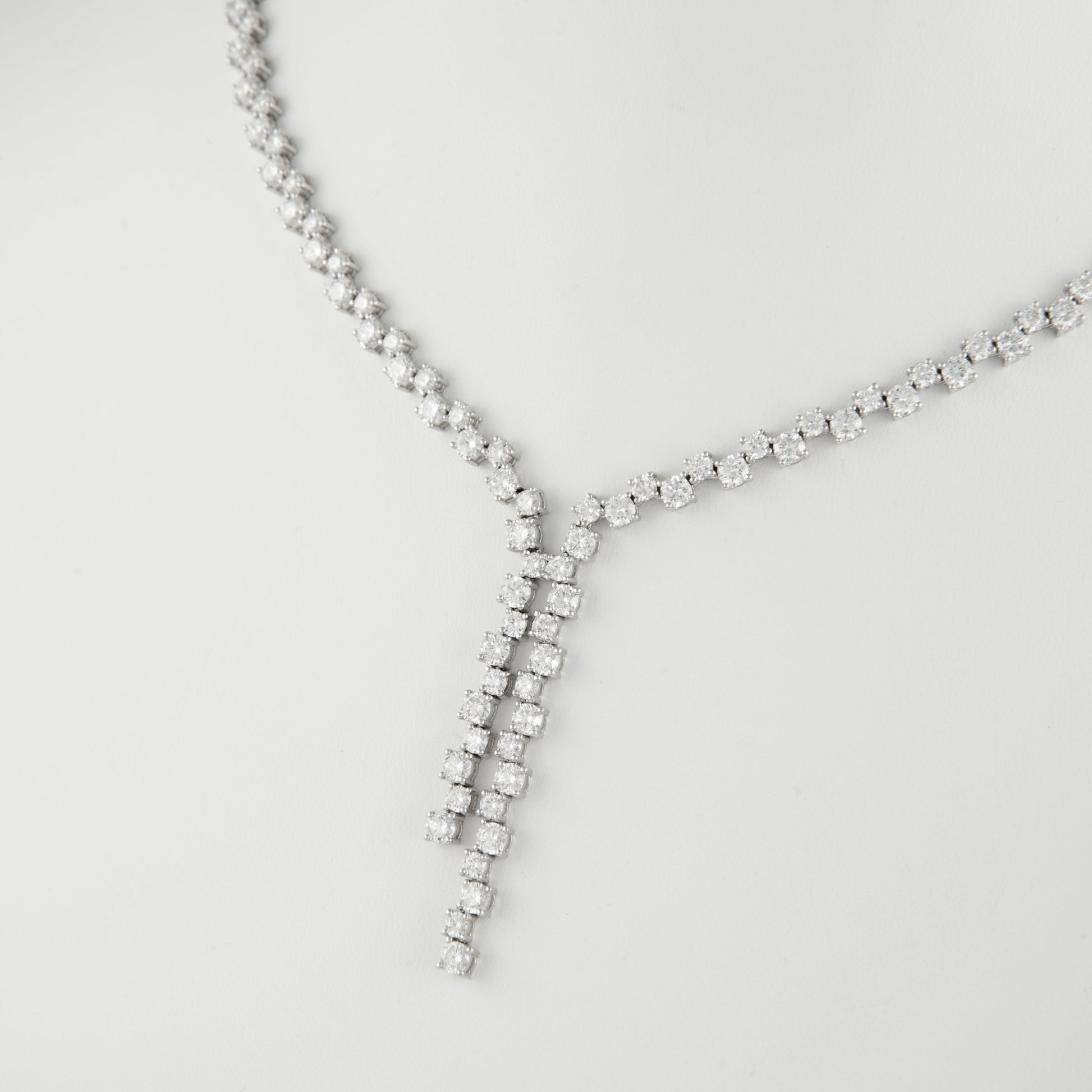 Diamond Lariat Necklace - 18k White Gold - 13 1/5 Ct. Tw. - N-0055WG18 DL