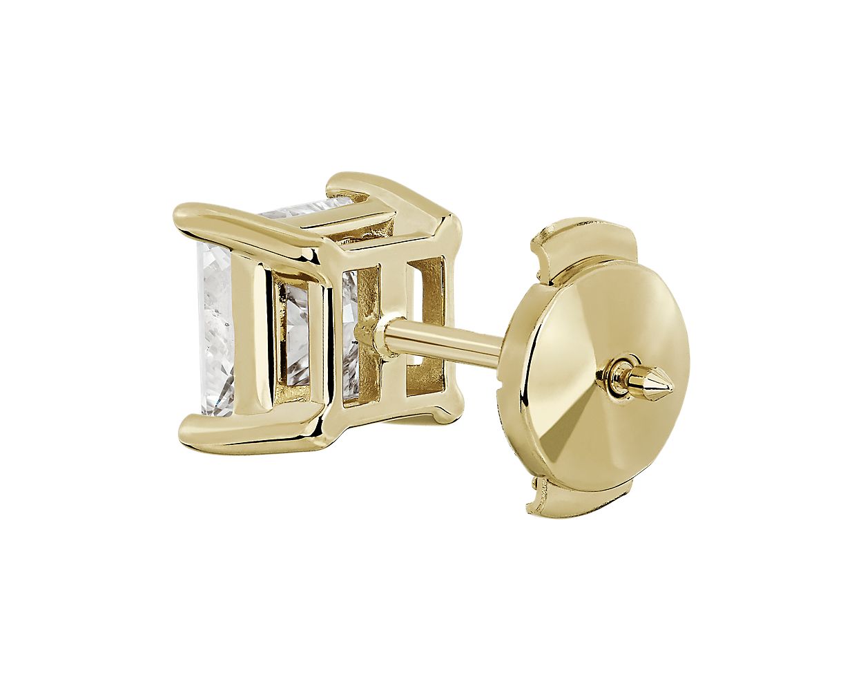 Lab Grown Diamond Princess Cut Stud Earrings -  14k Yellow Gold - 2 Ct. Tw. - E-0033YG14DPCS