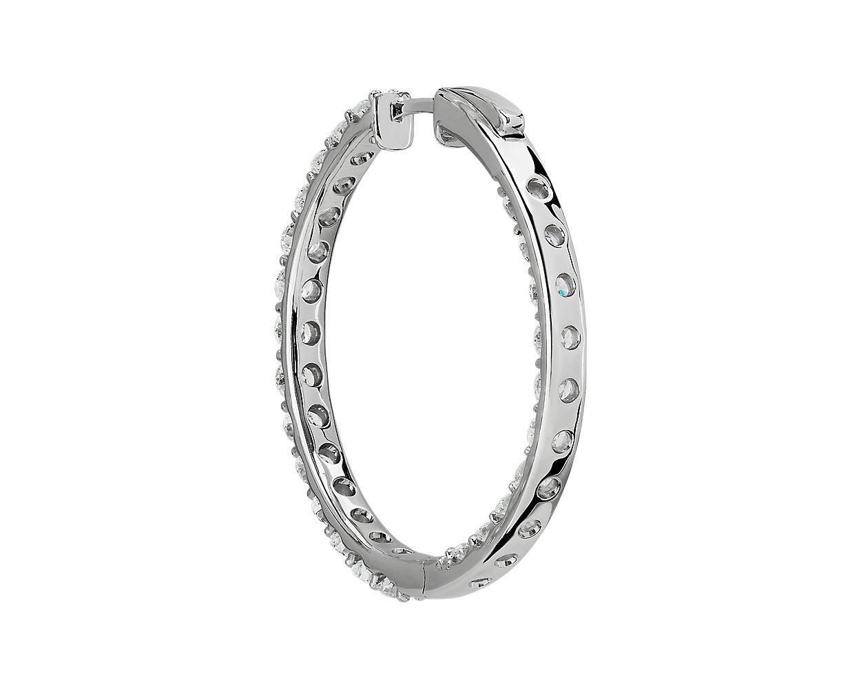 Lab Grown Diamond Eternity Hoop Earrings - 14k White Gold - 7 Ct. Tw. - E-0025WG14DEH