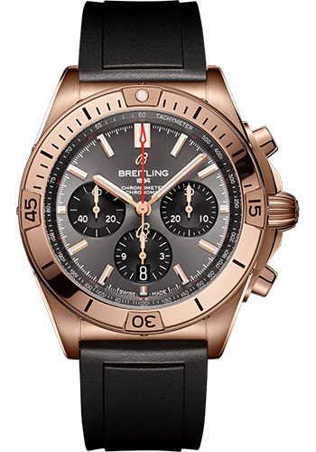 Breitling Chronomat Rose Gold 42 MM - Black Rubber Strap - Anthracite Dial - RB0134101B1S1