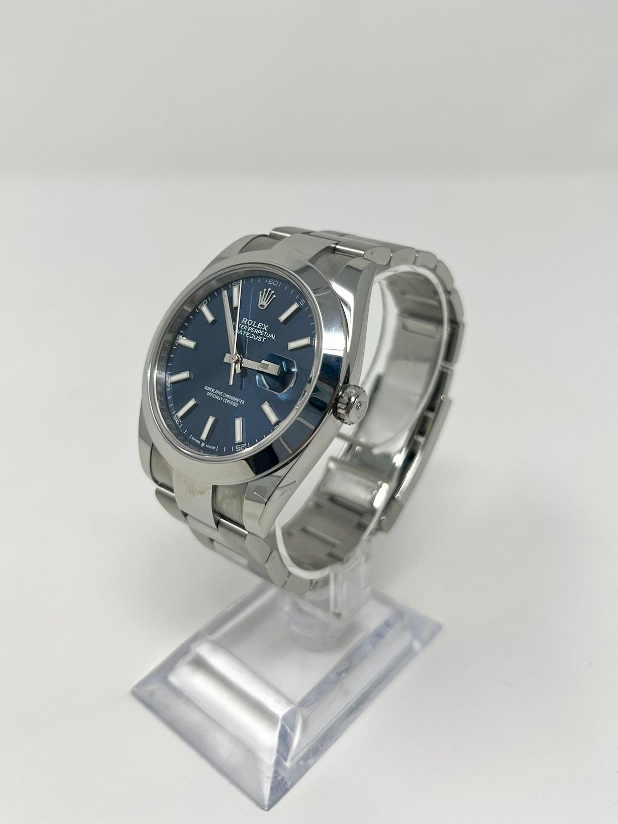 Rolex Stainless Steel Datejust 41 Date Watch - 41 MM - Oyster Bracelet - Smooth Bezel - Blue Dial - 126300 blio