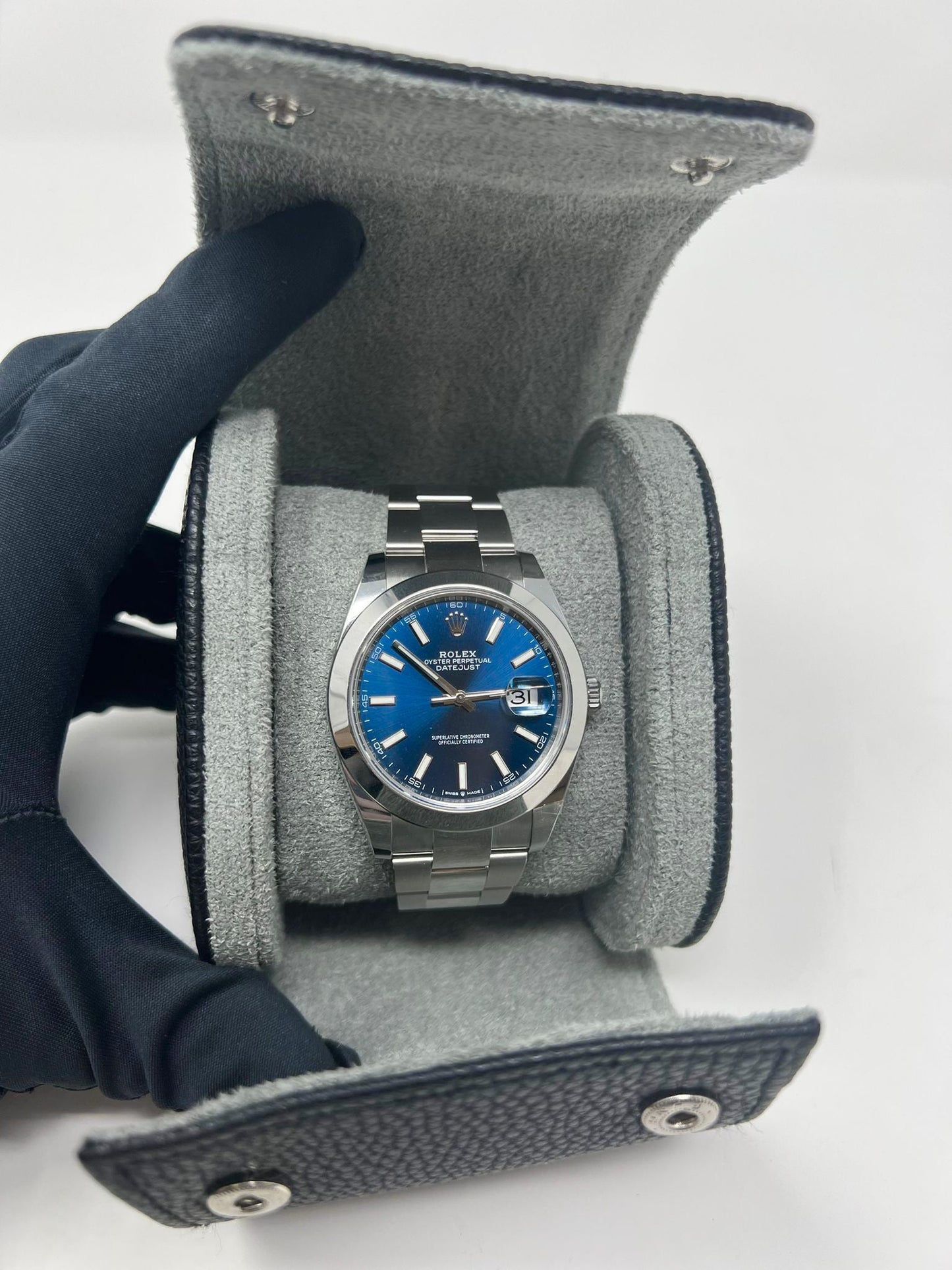 Rolex Stainless Steel Datejust 41 Date Watch - 41 MM - Oyster Bracelet - Smooth Bezel - Blue Dial - 126300 blio