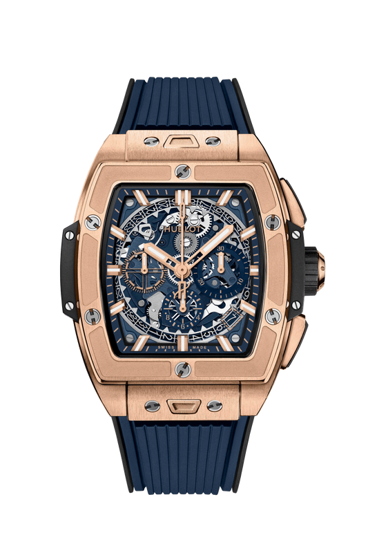 Hublot Spirit of Big Bang King Gold Blue 42 MM - Blue Rubber Strap - Sapphire Dial - 642.OX.7180.RX