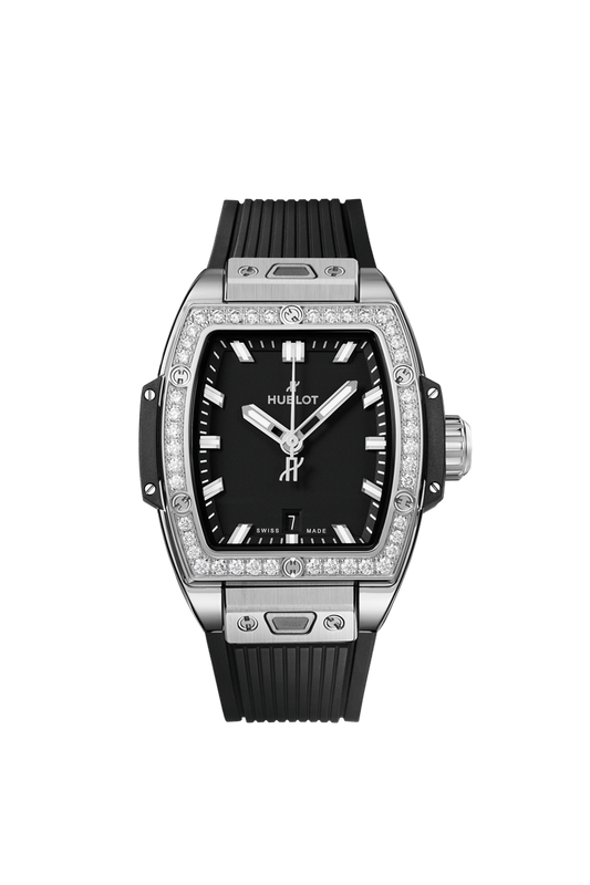 Hublot Spirit of Big Bang Steel Diamonds 32 MM - Black Rubber Strap - Diamond Bezel - Matte Black Dial - 682.SX.1170.RX.1204