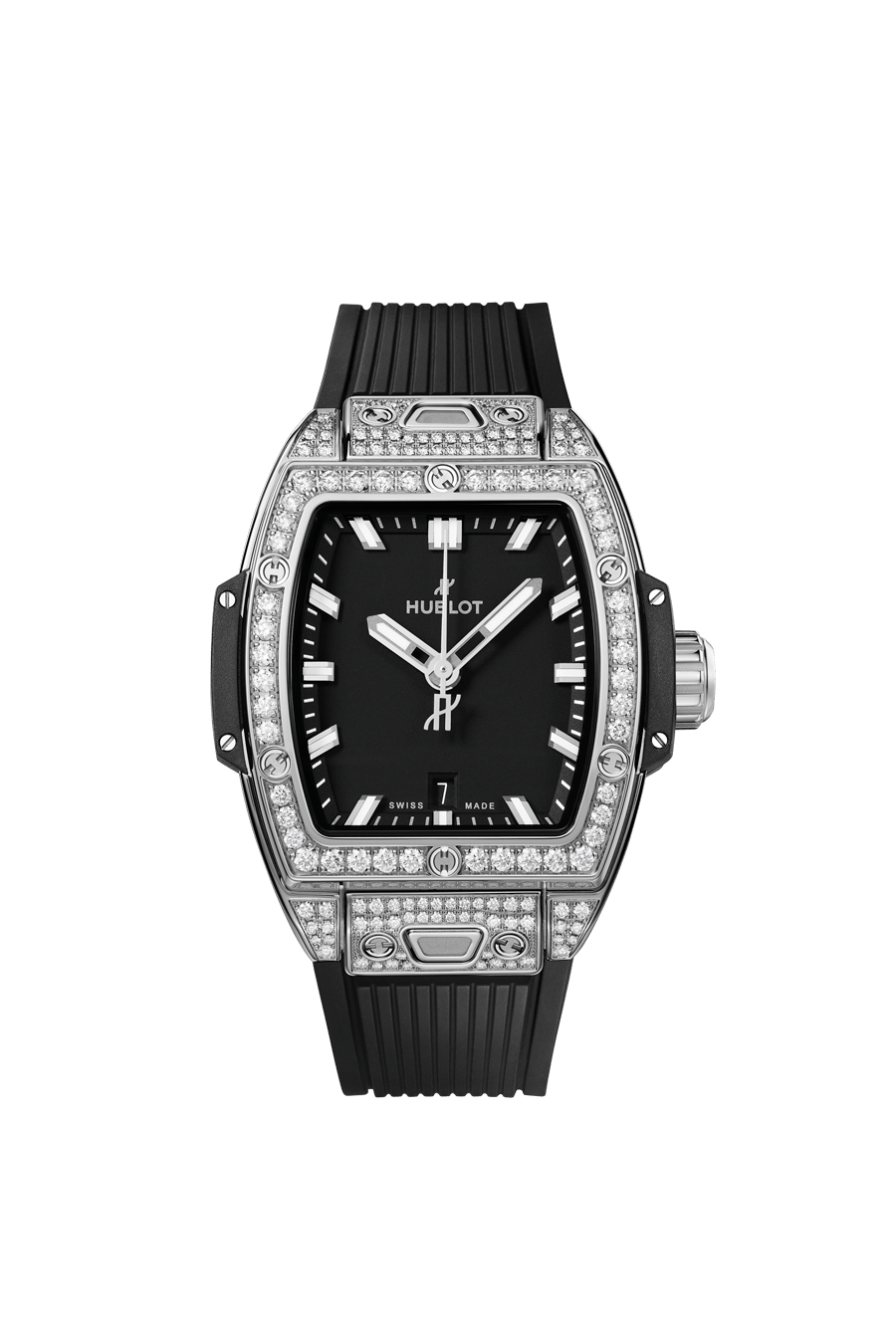 Hublot Spirit of Big Bang Steel Pave 32 MM - Black Rubber Strap - Diamond Bezel - Matte Black Dial - 682.SX.1170.RX.1604