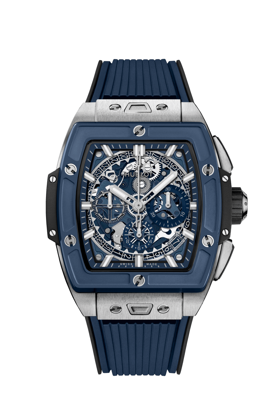 Hublot Spirit of Big Bang Titanium Blue Ceramic 42 MM - Black and Blue Rubber Strap - Sapphire Crystal Dial - 642.NL.7170.RX