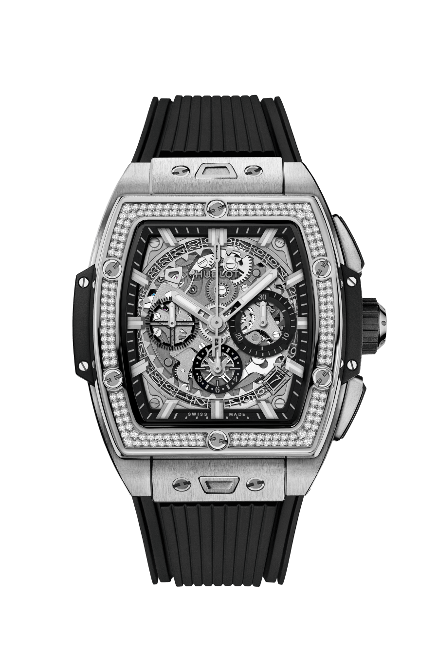 Hublot Spirit of Big Bang Titanium Diamonds 42 MM - Black Rubber Strap - Diamond Bezel - Sapphire Dial - 642.NX.0170.RX.1104